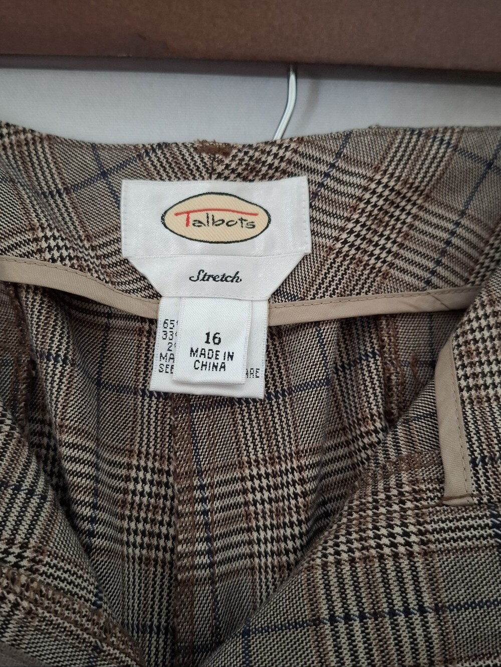 Talbots Women's Dress Pants Brown Glen Plaid Size 16, Unlined, Stretch - Picture 7 of 11